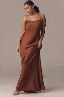 Good American Sleeveless Satin Slip Maxi Dress