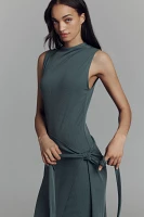 Good American x Anthropologie Sleeveless Mock-Neck Ribbed Knit Wrap Dress