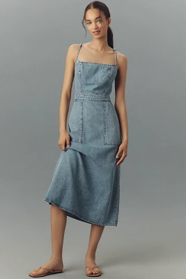 Good American Lite Linen Denim Midi Dress