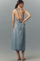Good American Lite Linen Denim Midi Dress