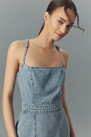 Good American Lite Linen Denim Midi Dress