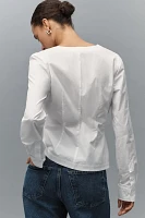 Good American Long-Sleeve Poplin Ruched Shirt