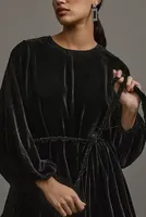 RHODE Ella Long-Sleeve Velvet Mini Dress
