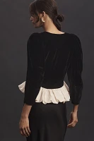 RHODE Colette Velvet Peplum Blouse