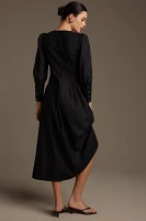 Reformation Halia Long-Sleeve Button-Front Midi Dress