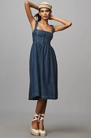 Reformation Tagliatelle Denim Midi Dress