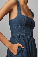 Reformation Tagliatelle Denim Midi Dress