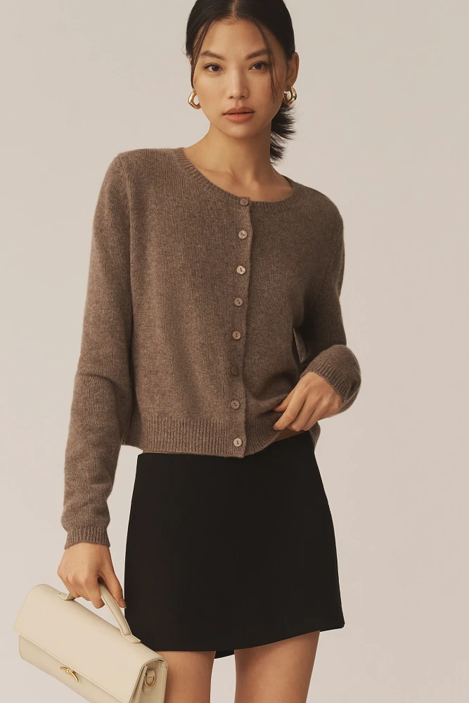 Reformation Clara Cashmere Crew Cardigan Sweater