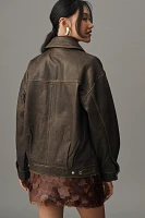 Reformation Veda Marco Leather Oversized Bomber Jacket