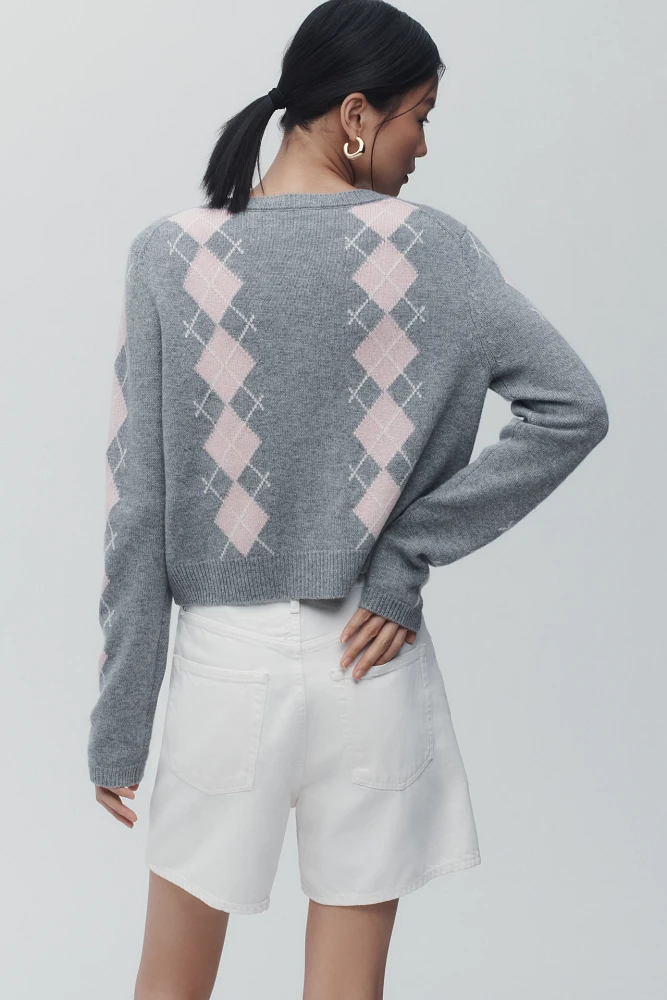 Reformation Clara Cashmere Crew Cardigan Sweater