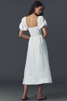 Reformation Marella Linen Puff-Sleeve Dress