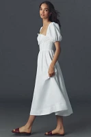 Reformation Marella Linen Puff-Sleeve Dress