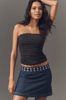 Reformation Jaylene Grommet Mid-Rise Mini Skirt