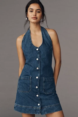 Reformation Brittany Halter Denim Mini Dress