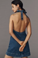 Reformation Brittany Halter Denim Mini Dress