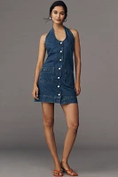 Reformation Brittany Halter Denim Mini Dress