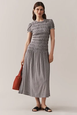 Reformation Kiria Puff-Sleeve Smocked A-Line Maxi Dress