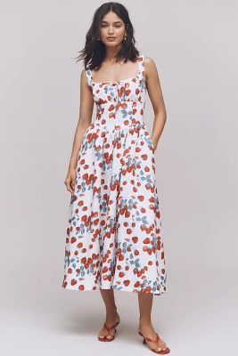 Reformation Balia Linen Sleeveless Basque-Waist Midi Dress