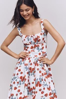 Reformation Balia Linen Sleeveless Basque-Waist Midi Dress