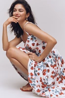 Reformation Balia Linen Sleeveless Basque-Waist Midi Dress