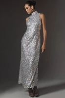 SIMONMILLER Sculpty Sleeveless Sequin Maxi Dress