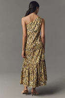 SIMONMILLER Rea One-Shoulder Poplin Maxi Dress