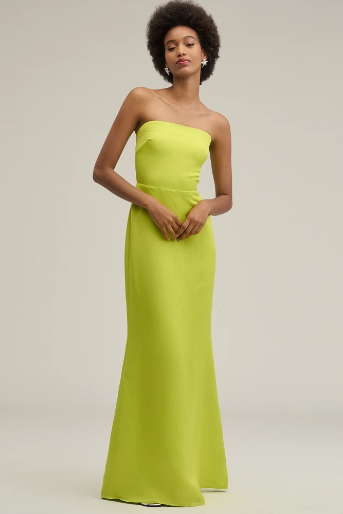 SIMONMILLER Sculpted Strapless Linen Blend Maxi Dress