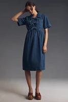 ALIGNE Effy Short-Sleeve Tie-Front Denim Midi Dress