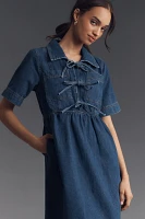 ALIGNE Effy Short-Sleeve Tie-Front Denim Midi Dress