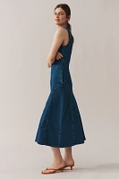ALIGNE Raven Sleeveless Diagonal Seamed Denim Midi Dress