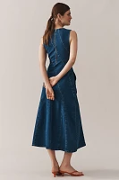 ALIGNE Raven Sleeveless Diagonal Seamed Denim Midi Dress