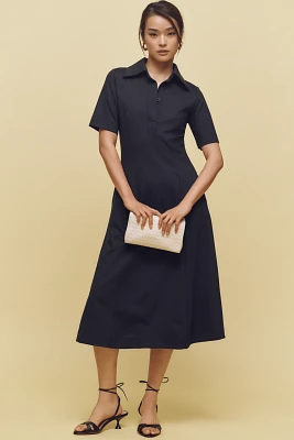 ALIGNE Luka Short-Sleeve Ponte Midi Shirt Dress