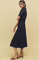 ALIGNE Luka Short-Sleeve Ponte Midi Shirt Dress