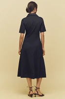 ALIGNE Luka Short-Sleeve Ponte Midi Shirt Dress