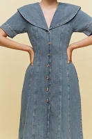 ALIGNE Sparrow Shawl-Collar Denim Midi Dress