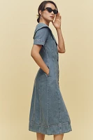 ALIGNE Sparrow Shawl-Collar Denim Midi Dress