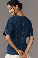 ALIGNE Cheer Short-Sleeve Structured Denim Top