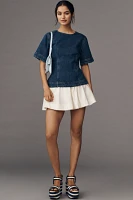 ALIGNE Cheer Short-Sleeve Structured Denim Top