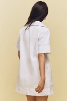 ALIGNE Iggy Short-Sleeve Lace-Up Collared Denim Mini Dress
