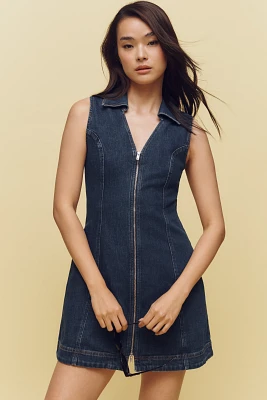 ALIGNE Ardy Sleeveless Collared Front-Zip Denim Mini Dress