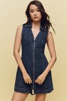 ALIGNE Ardy Sleeveless Collared Front-Zip Denim Mini Dress