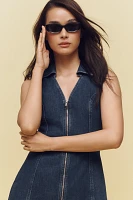 ALIGNE Ardy Sleeveless Collared Front-Zip Denim Mini Dress