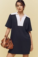 ALIGNE Natty Short-Sleeve Collared Jersey Mini Dress