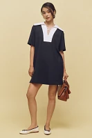 ALIGNE Natty Short-Sleeve Collared Jersey Mini Dress