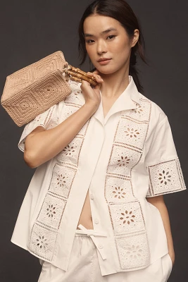 ALIGNE Ulysses Short-Sleeve Broderie Eyelet Blouse