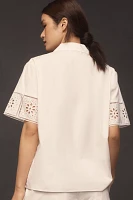 ALIGNE Ulysses Short-Sleeve Broderie Eyelet Blouse