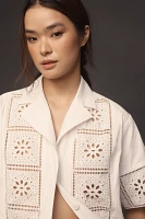 ALIGNE Ulysses Short-Sleeve Broderie Eyelet Blouse