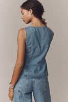 ALIGNE Ariella Button-Front Denim Tank