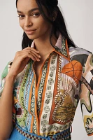 ALÉMAIS Lucky Pace Linen Short-Sleeve Belted Mini Shirt Dress