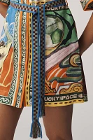ALÉMAIS Lucky Pace Linen Short-Sleeve Belted Mini Shirt Dress